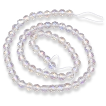 Намистини Натуральний Гірський Кришталь, Круглі, Грановані, Гальваніка, Веселкові Діаметр: 6мм, Отвір 0.8мм, близько 62шт/37см/нитка (УТ100028664)