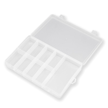 Контейнер для Бисера и Бусин, Пластиковый, Бесцветный, Размер: 24.5x14.5x3.5см, Секции 14х6.5хсм и 6.8х3.7х3, 9 отделений, (УТ100028615)