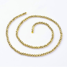 Бусины Синтетический Гематит Немагнитный Граненые Круглые, Вакуумное Покрытие Золото, 3мм, Отверстие 1мм, около 135шт/39см/нить, (УТ100028677)