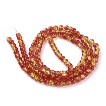 Бусины Кракле "Битое Стекло" Круглые, Окрашенные, Двухцветные, Томатный, Диаметр: 6мм, Отверстие 1.3-1.6мм, около 187шт/76см/нить (УТ100028723)