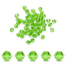 Бусины Австрийский Хрусталь, Огранка 5301, Имитация, Стекло, Биконус, Зеленый лайм, 4.5х4мм, Отв-тие: 1мм, (УТ100028732)