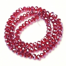 Бусины Стеклянные Гальваника Рондель Граненые, Кирпичный, 4х3мм, Отверстие 0.4мм, около 110шт/40см/нить, (УТ100028743)