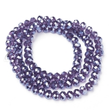 Бусины Гальваника Стекло, Граненые, Рондель, Цвет: Сине-серый, Размер: 4х3мм, Отв-тие: 0.4мм, около 116шт/40см/нить, (УТ100028752)