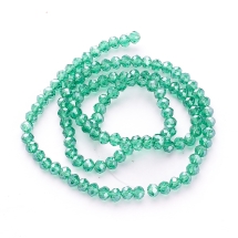 Бусины Гальваника Стекло, Граненые, Рондель, Цвет: Темно-голубой, Размер: 4х3мм, Отв-тие: 0.4мм, около 110шт/40см/нить, (УТ100028754)