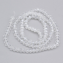 Намистини Гальваніка Скло, Гранені, Рондель, Колір: Безбарвний, 4х3мм, Отвір 0.4мм, близько 110шт/40см/нитка, (УТ100028757)