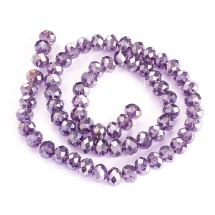 Бусины Гальваника Стекло, Граненые, Рондель, АВ цвет, Индиго, Размер: 8х6мм, Отв-тие: 1мм, около 68шт/39см/нить, (УТ100028762)