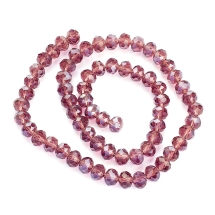 Бусины Гальваника Стекло АВ-Цвет, Граненые, Рондель, Цвет: Сиреневый, Размер: 8х6мм, Отв-тие: 1мм, около 69шт/39см/нить, (УТ100028763)