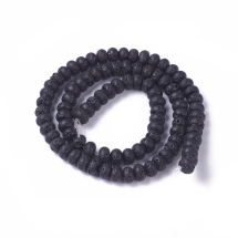 Бусины Натуральная Лава Рондель, Черные, 6-6.3х4-4.4мм, Отверстие 0.7мм, около 87шт/37см/нить, (УТ100028800)