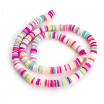 Бусины из Полимерной Глины, Ручная Работа, Круглые Плоские, Ярко-розовый, 6x0.5-1мм, Отверстие 1.8мм, около 290шт/38см/нить (УТ100028850)