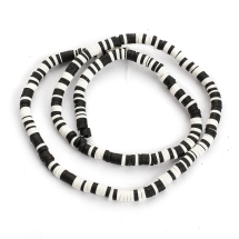 Намистини з Полімерної Глини Ручна Робота Круглі Плоскі Хейші, Чорний, 4x0.5-1мм, Отвір 1.4мм, близько 290шт/38см/нитка, (УТ100028866)