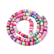 Намистини з Полімерної Глини Ручна Робота Круглі Плоскі Розмір: 4x0.5-1мм Колір: Мікс близько 290шт/38см/нитка (УТ100028874)