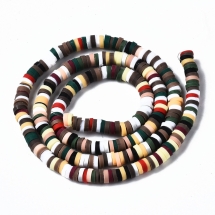 Бусины из Полимерной Глины Ручной Работы Хейши, Круглые Плоские, Микс, 6x0.5-1мм, Отверстие 1.8мм, около 300шт/39см/нить, (УТ100028876)