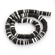 Бусины из Полимерной Глины, Ручная Работа, Круглые Плоские, Цвет: Черный, Размер: 8x0.5-1мм, Отверстие 2мм, около 290шт/38см/нить, (УТ100028877)