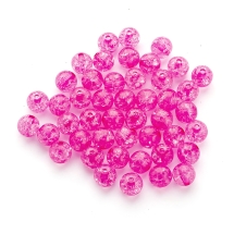 Намистини Акрилові Кракле, "Бите Скло" Розмір: Діаметр: 10мм Колір: Яскраво-рожевий близько 40шт/25г (УТ100028891)