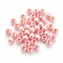 Перли Намистини Пластикові Рондель Розмір: 11. 5-12х10мм Отвір: 5мм Колір: Рожевий близько 37шт/25г (УТ100028894)