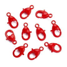 Застежка Карабин-Лобстер, Пластик, Сердце, Цвет: Красный, Размер: 22.5х13х6.5мм, Отверстие 3мм, (УТ100028927)