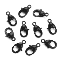 Застежка Карабин-Лобстер, Пластик, Сердце, Цвет: Черный, Размер: 22.5х13х6.5мм, Отверстие 3мм, (УТ100028930)