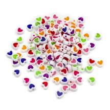 Бусины Акрил, Прозрачные, Сердце, Цвет: Микс, Размер: 7.5х8.5х4мм, Отверстие 1.8мм, около 130шт/25г, (УТ100028901)
