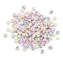 Намистини Акрилові Смайл Крафтовий Стиль, Мікс, 7х3.5мм, Отвір 1.5мм, близько 170шт/25г, (УТ100028902)
