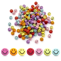 Бусины Акриловые Смайл Крафтовый Стиль, Микс, 7х3.5мм, Отверстие 1.5мм, около 170шт/25г, (УТ100028904)