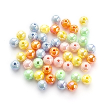 Бусины Акрил АВ-цвет, Непрозрачные, Круглые, Цвет: Микс, Размер: 10х9мм, Отв. 2мм, около 40шт/25г, (УТ100028908)