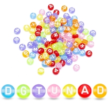 Намистини Акрилові з Літерами, Плоскі Круглі, Алфавіт, Мікс, 7х4мм, 100шт/упаковка (УТ100028910)