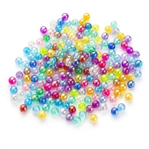 Бусины Акрил Экологичные, Прозрачные, Круглые, АВ цвет, Микс, 6мм, Отверстие 1.5мм, около 190шт/25г, (УТ100028915)