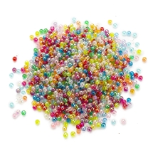 Бусины Экологичные Акриловые Прозрачные Круглые, АВ цвет, Радужные, Микс, 3мм, Отверстие 1.5мм, около 1900шт/25г, (УТ100028916)