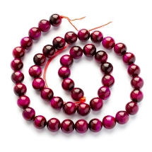 Бусины Натуральный Тигровый Глаз Круглые, Фиолетово-Красные, 8мм, Отверстие 1мм, около 42шт/36см/нить, (УТ100028921)