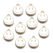 Подвески Смайл, Сплав и Эмаль, Цвет: Белый, Цвет Металла: Розовое Золото, Размер: 14.5х12х1.5мм, Отверстие: 1.5мм, (УТ100029044)