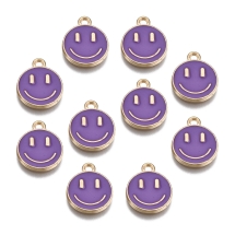 Подвески Сплав и Эмаль, Смайл, Цвет: Темная Орхидея, Цвет Металла: Розовое Золото, Размер: 14.5х12х1.5мм, Отверстие: 1.5мм, (УТ100029046)