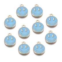 Подвески Сплав и Эмаль, Смайл, Цвет: Темно-синий, Цвет Металла: Розовое Золото, Размер: 14.5х12х1.5мм, Отверстие: 1.5мм, (УТ100029047)