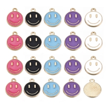 Набор Подвески Смайл, Сплав и Эмаль, Цвет Металла: Розовое Золото, Размер: 14.5х12х1.5мм, Отверстие: 1.5мм, 20шт/набор, 5 цветов по 4 шт, (УТ100029065)