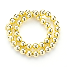 Бусины Синтетический Гематит, Немагнитный, Круглые, Позолоченное Покрытие, 10х9мм, Отв. 1-1.5мм, ок. 42шт/37см/нить (УТ100029083)