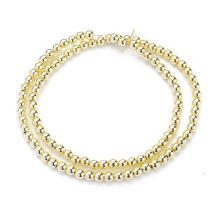 Бусины Синтетический Гематит Круглые, Покрытие Позолотой, 4мм, Отверстие 1мм, около 88шт/38см/нить, (УТ100029084)