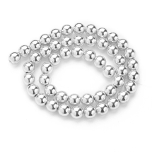 Намистини Синтетичний Гематит Магнітний, Гальванічне Срібне Покриття, Розмір: 8-9мм близько 48шт/38см/нитка (УТ100029087)
