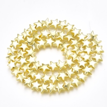Бусины Синтетический Гематит, На нитях, Немагнитный, Гальваника, Звезда, Позолоченное Покрытие, 8х8.5х3.5мм, ок. 64шт/38см/нить (УТ100029113)
