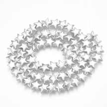 Бусины Синтетический Гематит, На нитях, Немагнитный, Гальваника, Звезда, Посеребренное Покрытие, 8х8.5х3.5мм, ок. 64шт/38см/нить (УТ100029114)