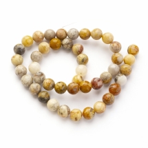 Намистини Натуральний Крейзі Агат, Круглі, На нитках, Розмір 8мм, Отвір 1мм, близько 47шт/36см/нитка, (УТ100029135)