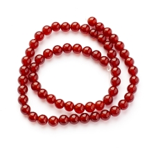 Бусины Натуральный Красный Агат/Сердолик, На нитях, Круглые, 6мм, Отверстие 1мм, около 60шт/36см/нить, (УТ100029145)