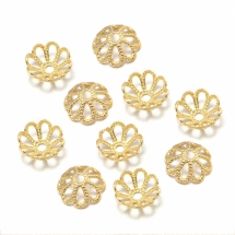 Шапочки для Намистин, Латунь, Квітка, Колір: Золото, Розмір: 8х3мм, Отвір 1.5мм, 20шт/упаковка, (УТ100029159)