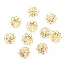 Шапочки для Намистин, Нержавіюча Сталь, Квітка, Колір: Золото, Розмір: Діаметр 11х4мм, Отвір 1мм, 10шт/упаковка, (УТ100029161)
