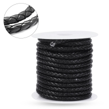 Шнур Плетеный, Искусственная Кожа, Черный, 6мм, 9м/катушка, (УТ100029188)