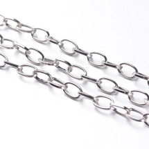 Цепь Якорное Плетение, Железо, Плоскр-овальная, Непаянная, Цвет: Платина, Звено: 6.9х3.8х0.9мм, (УТ100029219)