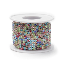 Стразовая Цепь Декоративная, Серебро/Микс, 2.5мм, 9м/катушка, (УТ100029225)