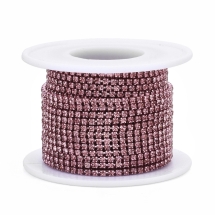 Стразовая Цепь Декоративная, Стойкое Покрытие, Светло-розовый, 2мм, около 9м/катушка, (УТ100029258)