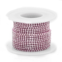 Стразовая Цепь Декоративная, Стойкре Покрытие, Розовый, 3мм, около 9м/катушка, (УТ100029261)