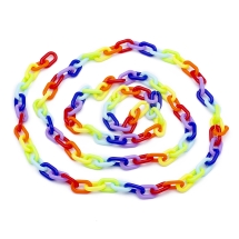 Ланцюг Акриловий Ручної Роботи, Непрозорий, Колір: Різнобарвний, Ланка: 15х9х3мм, 1м/нитка, (УТ100029292)