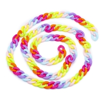 Ланцюг Акриловий Ручної Роботи, Непрозорий, Колір: Різнокольоровий, Ланка: 19х13.5х4мм, 1м/нитка, (УТ100029294)