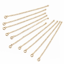 Цепочка Удлинительная, Латунь, Позолота 18К, 70х1.5мм, Отверстие 2.5мм, 10шт/упаковка, (УТ100029368)